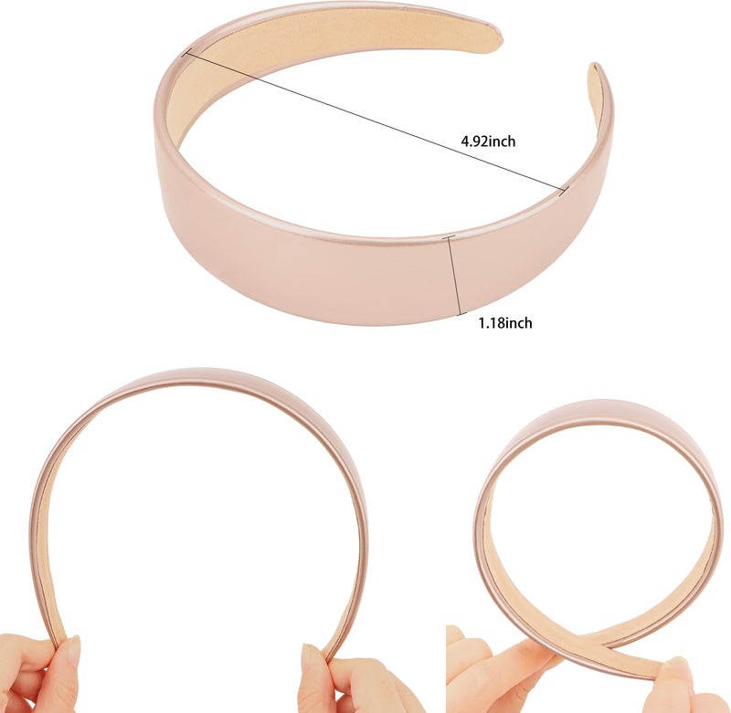 AMCAMI Gold Headband 1.18 Inch PU Leather Headband Plain Solid Head Band Wide Thick Headbands Non-slip Hair Accessories for Women Girls - Image 3